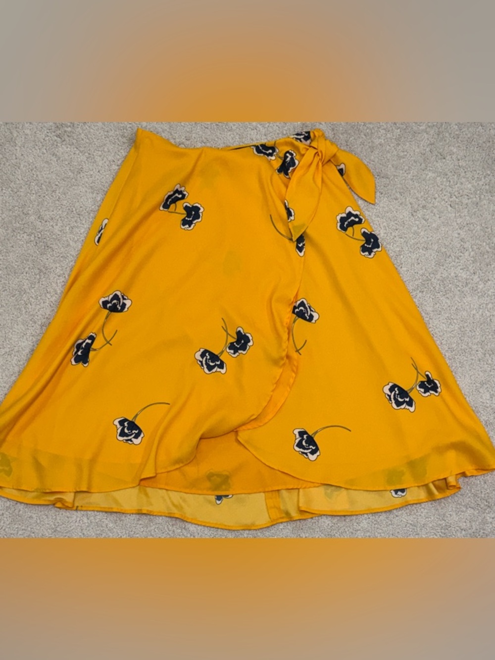 Ann Taylor Yellow Floral Wrap Skirt
